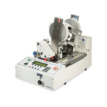 The Formax FD 282 Double-Head Edge Tabber, designed for high-speed and precise tabbing on both sides of mail pieces, featuring an advanced control panel and dual tabbing heads.