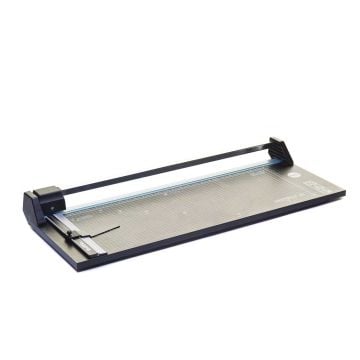 RotaTrim 26 3/4" MonoRail Rotary Cutter with a precise cutting guide and durable grid surface for accurate paper trimming.
