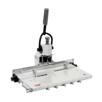 The Filepecker FP-1XLS Manual Paper Hole Drill, a manual paper drilling machine with a handle, designed for precise hole-punching tasks.