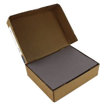 An open box containing GBC Charcoal Linen Weave Covers, ready for use.