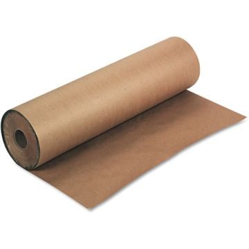 A large roll of GBC Kraft Paper (3" Core) partially unrolled, showing its sturdy brown texture.