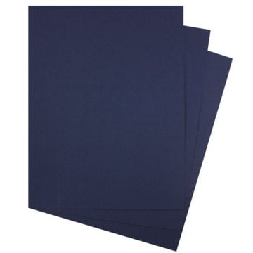 Three stacked sheets of GBC Navy Linen Weave Covers with a dark blue textured finish.
