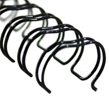 Close-up image of a GBC Premium Black 2:1 Twin Loop Wire binding spine with a focus on its durable metal loops.