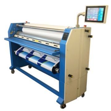A GFP 663TH 63" Top Heat Laminator with "Smart Finishing" Technology, featuring a touchscreen interface and advanced lamination capabilities.