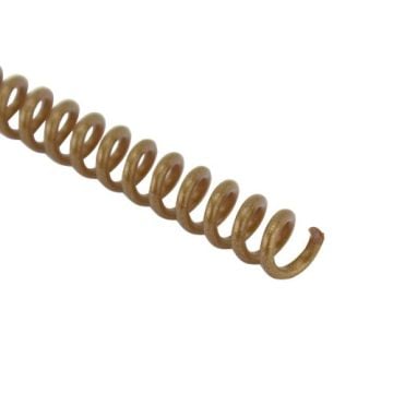 Close-up view of a Gold 4:1 Pitch Plastic Spiral Binding Coil showcasing its smooth finish and durable construction.