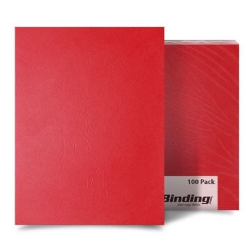 A pack of 100 Red Grain Binding Covers with a textured finish, used for professional document binding.