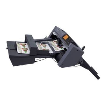 Graphtec CE7000-ASC 15 Desktop Vinyl Cutter and Plotter with Automatic Sheet Feeder handling multiple sheets for precise cutting and plotting tasks.