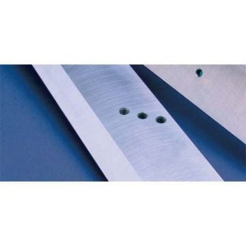 Close-up image of a Replacement Blade for Guillomax 360 Sheet Stack Cutter, showing the sharp, polished edge with bolt holes for easy installation.