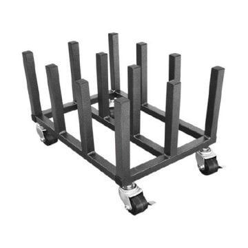 Heavy Duty 12-Roll Storage Mobile Rack for 2" Core Rolls with durable metal frame and caster wheels for easy mobility.