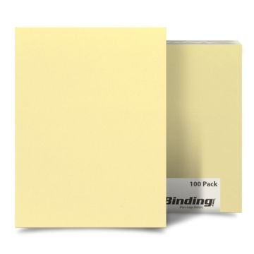 Inspired Ivory Card Stock Covers showing a 100-pack of smooth, light yellow cardstock covers used for professional binding and presentations.