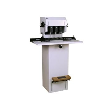 Spinnit FMM-3 Manual Lift Three Spindle Paper Drill with a sturdy stand and precision drilling heads for efficient paper processing.