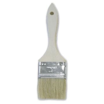 A white-handled Lassco Wizer 2" Padding Brush with natural bristles and a silver metal ferrule, designed for precise application tasks.