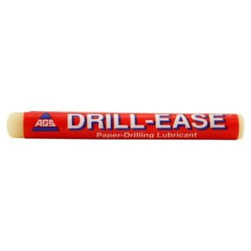 A red Lassco Wizer Drill-Ease Wax Sticks Drill Lubricant tube with white and blue text, designed for paper-drilling applications, placed on a plain white background.