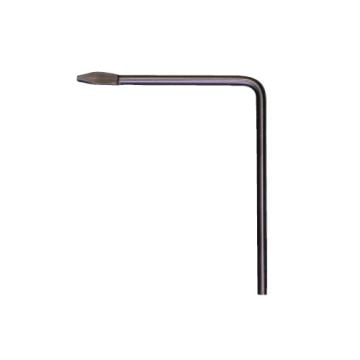 A metal L-shaped tool with a rounded tip, identified as the Lassco Wizer EBM-32 Chuck Release Key, designed for releasing or tightening chucks in drill or binding equipment.