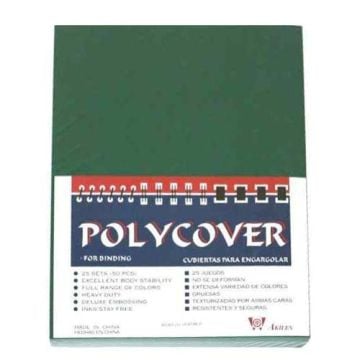 Green 8.75" x 11.25" Leather Grain Poly Binding Covers With Windows - 50 sets (Oversize) for binding projects.