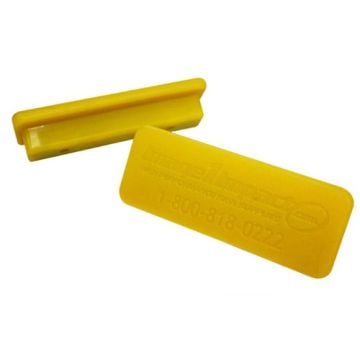 Yellow Low Profile Vehicle Wrap Magnets with a flat rectangular design and ergonomic grip handle, shown on a white background.