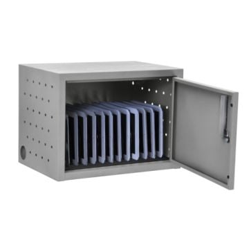 The Luxor 12 Tablet and Laptop Wall/Desk Charging Box provides a compact and secure solution for charging and storing multiple devices efficiently.