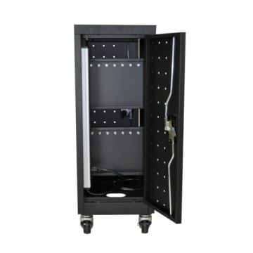The Luxor 16 Tablet and Laptop Charging Cart offers secure storage and efficient charging for up to 16 devices, ideal for schools and offices.