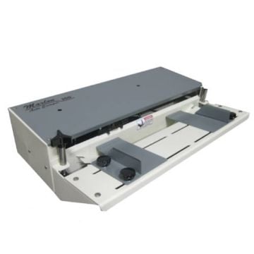 A Marlon 350A Double Head Spiral Coil Air Powered Crimper, featuring a gray and white design with dual crimping heads for coil binding.