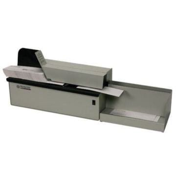 The Martin Yale 62001 High Speed Letter Opener with Tray, designed for rapid and efficient envelope opening, featuring an integrated output tray for organized mail handling.