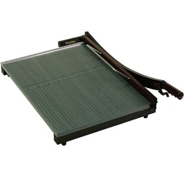 Premier StakCut 724 24" Heavy Duty Paper Trimmer with a grid-lined cutting surface and a sturdy, ergonomic handle.