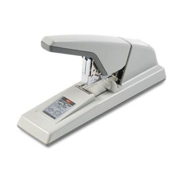 A Max HD-3DF Gray Medium-Capacity Flat-Clinch Heavy-Duty Stapler designed for efficient and durable stapling tasks.