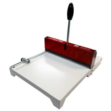 MBM GoCrease 3000 12.6" Manual Creaser and Perforating Machine with a durable red and white design, featuring a lever handle for precision creasing and perforation.