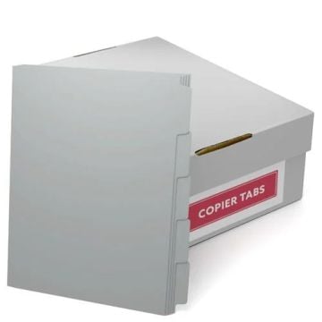 MyBinding 90lb Gray Reverse Collated Plain Paper Copier Tabs (3-Hole Punched) - 1 Carton