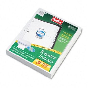 Pack of Oxford 5-tab White Custom Label Tab Dividers with printable tab labels for easy organization.