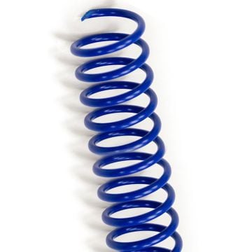 Close-up image of a Blue 4:1 Pitch Plastic Spiral Binding Coil with a smooth and even spiral design.