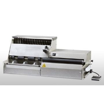 A PBS 1650 TKB Total Koil Binder machine, used for coil binding documents with an open design and foot pedal operation.