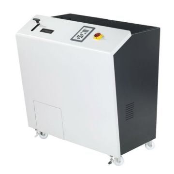 Industrial shredding machine featuring a 30 AMP option for additional throughput and enhanced performance.