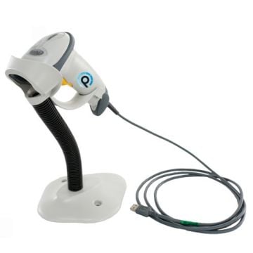 Proton DataDefender ATS Audit Tracking System barcode scanner with a USB cable and stand for secure data tracking.