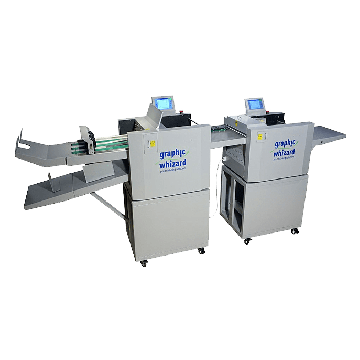 Graphic Whizard PT-335CKF Crease/Perf/Fold Machine used for efficient print finishing with creasing, perforating, and folding capabilities.