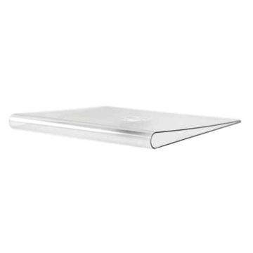 A sleek and transparent SlanTIS Coil Binding Sleeve shown at an angle, highlighting its smooth, curved design.