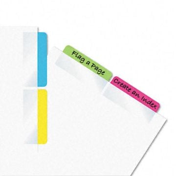 Colorful Redi-Tag 2x11/16 Assorted Self-Stick Write-On Index Tabs are attached to pages for easy organization and labeling.