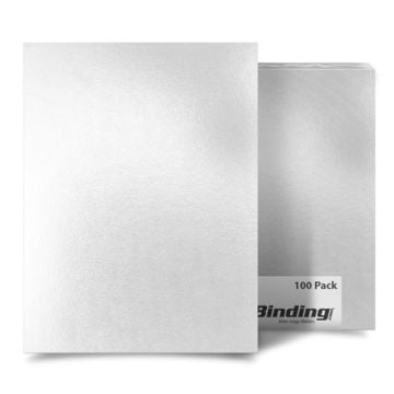 A 100-pack of White 8.5" x 11" Regency Leatherette Vinyl Covers, showing a stack of durable and smooth-textured covers designed for professional document binding.