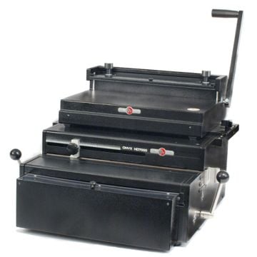 Rhin-O-Tuff 7000W3 Ultra Duty Electric 3:1 Wire Binding System, featuring a robust black design with manual and electric operation components for heavy-duty wire binding tasks.