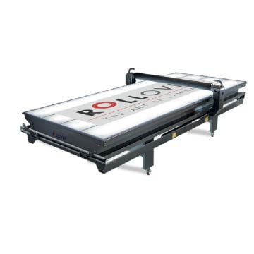 Rollover Classic 19.7’ x 5.5’ Flatbed Applicator, a large, illuminated flatbed machine designed for precise application, lamination, and mounting of wide-format materials with ease and efficiency.