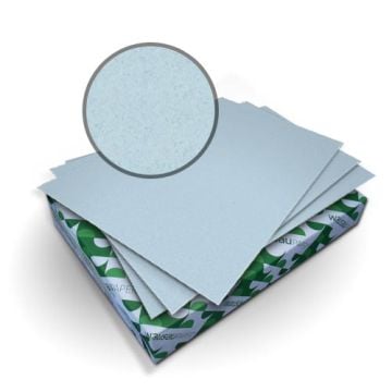 A stack of Royal Fiber Ice Blue 80lb Smooth Covers with a close-up showing the textured, smooth surface of the paper.