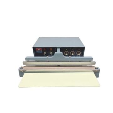 A front-facing view of the SealerSales TISA 18" Automatic Impulse Sealers, showcasing its control panel, dual sealing bars, and a flat sealing surface.