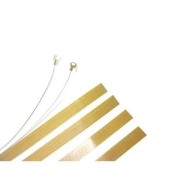 The SealerSales Replacement Kit for W-500I I-Bar Sealer includes four brown non-stick Teflon strips and a heating element wire with connectors, neatly arranged on a white background.