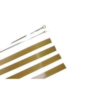 The SealerSales Replacement Kit for W-350L L-Bar Sealer includes four brown non-stick Teflon strips and a heating element wire with connectors, neatly arranged on a white background.