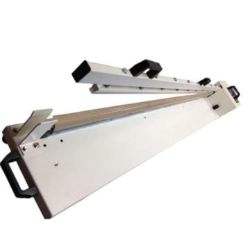 A SealerSales WN-Series Long Hand Impulse Sealer with a sleek metal frame, dual handles, and a linear sealing bar designed for efficient heat sealing tasks.