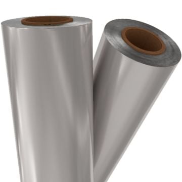 Two rolls of Silver Matte Pearl Laminating / Toner Fusing Foil with a sleek, reflective finish and durable core.
