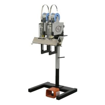 Deluxe StitchMaster Double-Head Stitching Machine with dual stitching heads and a sturdy stand, designed for efficient industrial stitching tasks