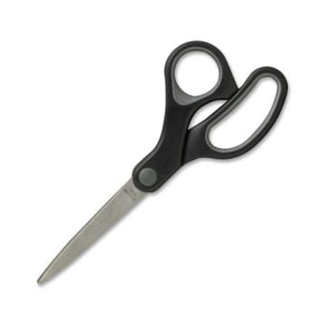 Sparco 7" Straight Stainless Steel Scissors with Rubber Handle featuring black ergonomic grips with gray accents and straight stainless steel blades for precise and comfortable cutting.