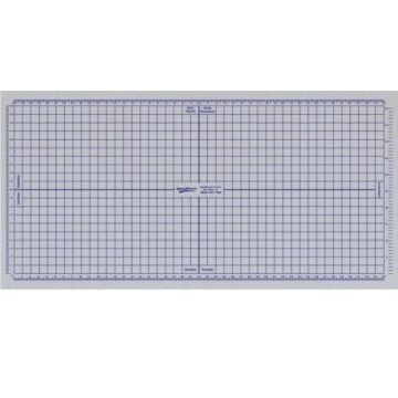 A clear and precise SpeedPress Grid Sheets Only for Rhino Cutting Mat, featuring a blue grid pattern with labeled measurements and rulers on all sides, designed for accurate cutting and alignment.