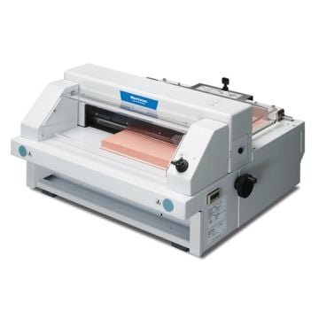 A Standard PC-P430 Electric 17" Desktop Paper Cutter designed for precise and efficient cutting of paper stacks in an office setting.