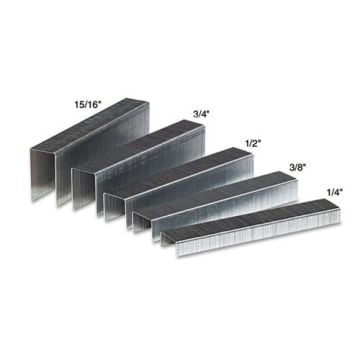 Showing six different sizes of Swingline S.F. 13 Heavy Duty Staples, ranging from 1/4" to 15/16".